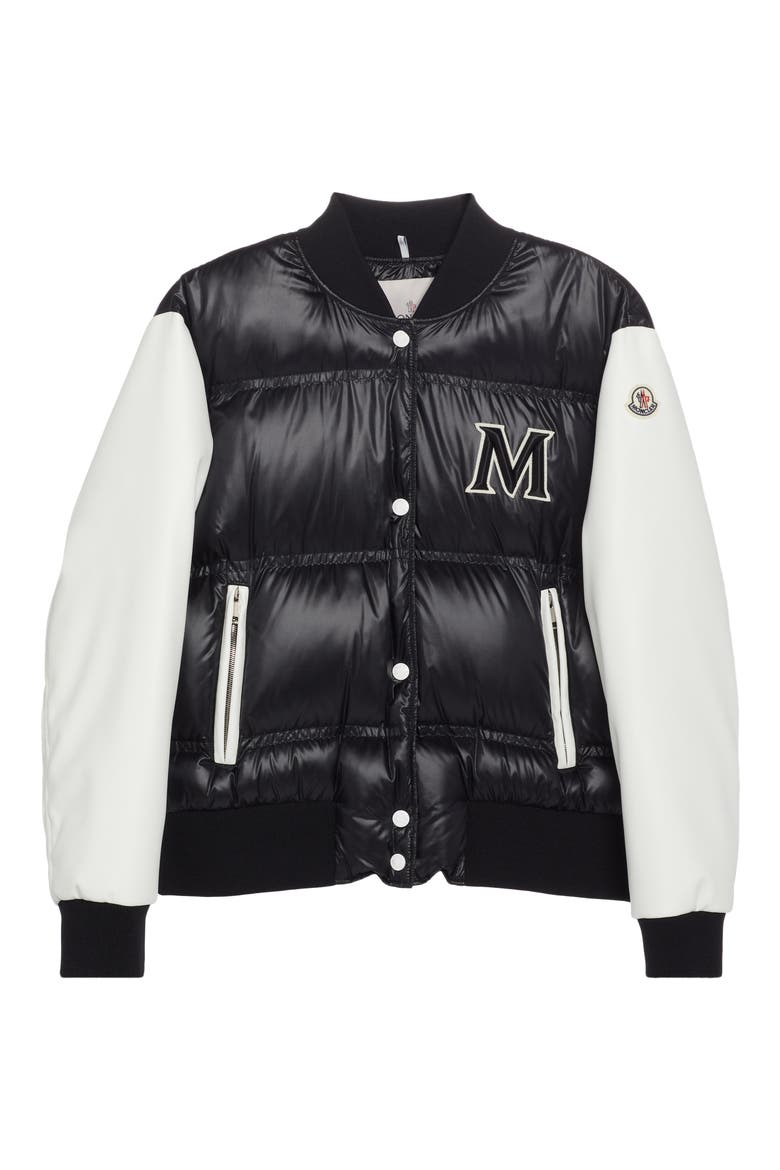 Mole Logo Down Bomber Jacket, Alternate, color, BLACK