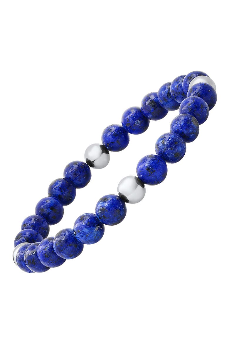 Stainless Steel and Blue Bead Bracelet, Alternate, color, METALLIC/ BLUE