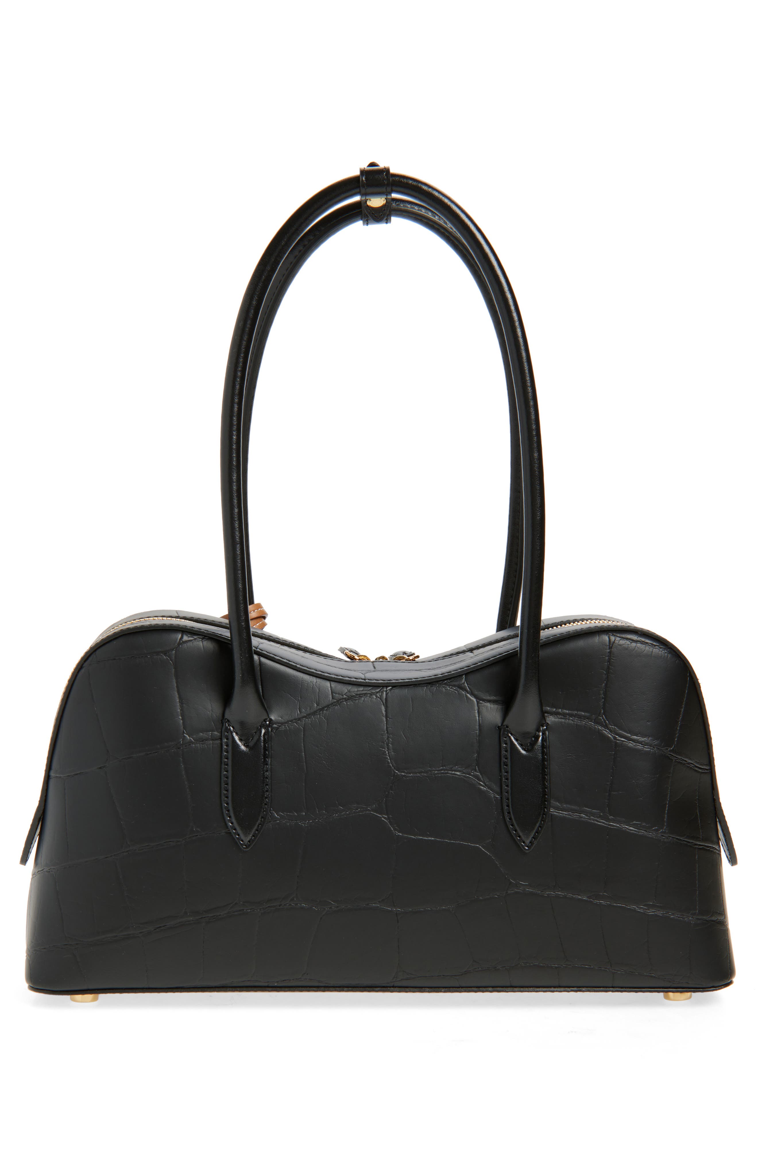 Stella McCartney Ryder Croc Embossed Faux Leather Shoulder Bag, Alternate, color, 