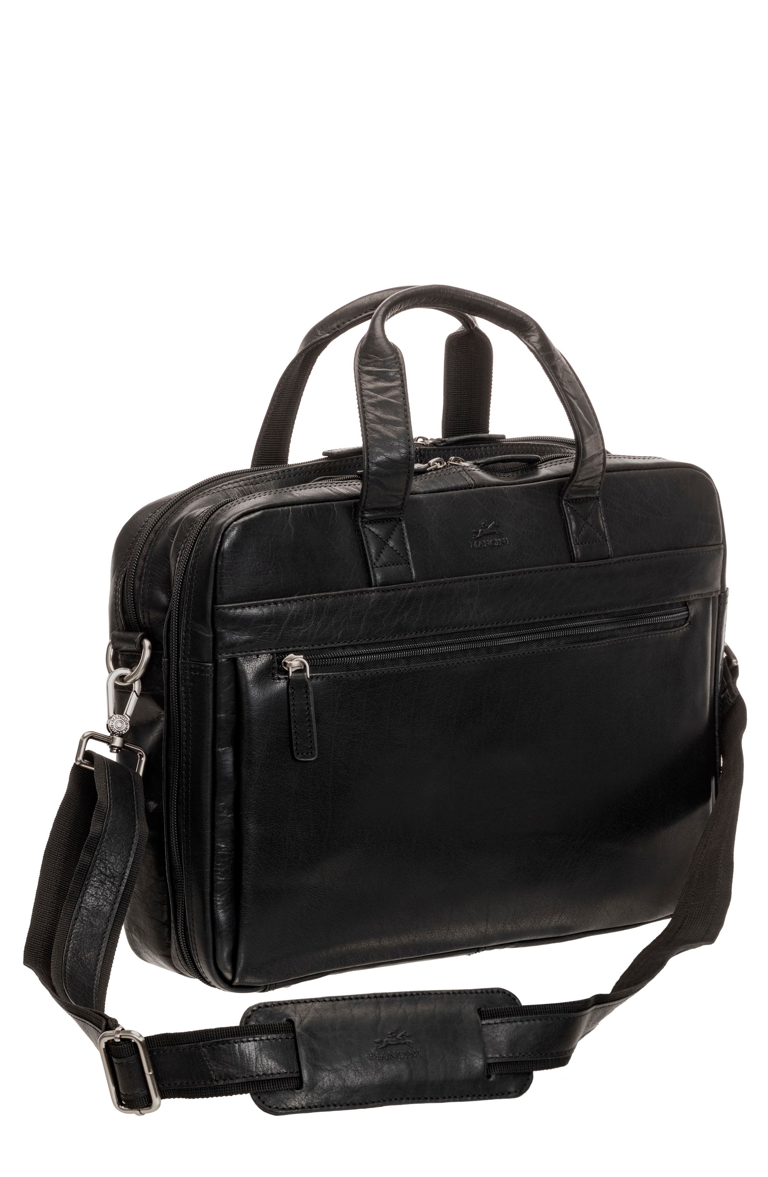 Mancini Double Compartment Leather Briefcase