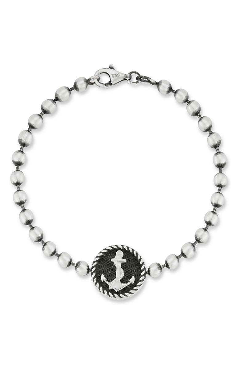 Yield of Men Men's Sterling Silver Oxidized Anchor Bracelet, Main, color,