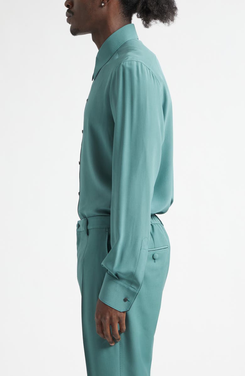 Dolce&Gabbana Regular Fit Silk Crêpe de Chine Button-Up Shirt, Alternate, color, Verde 3