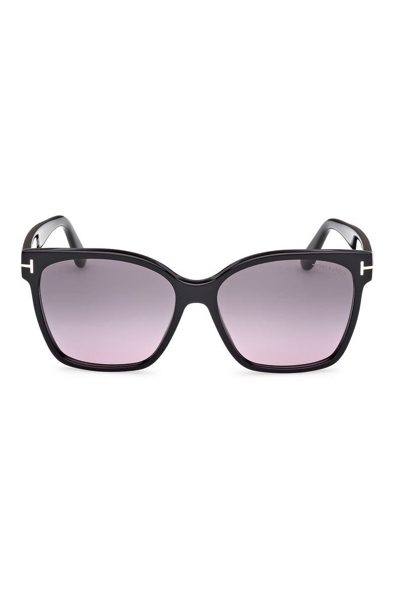 Iris 56mm Gradient Butterfly Sunglasses, Main, color, SHINY BLACK  / GRADIENT SMOKE