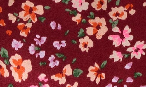 Shop Love, Fire Kids' Floral Cap Sleeve Satin Top In Burgundy Floral
