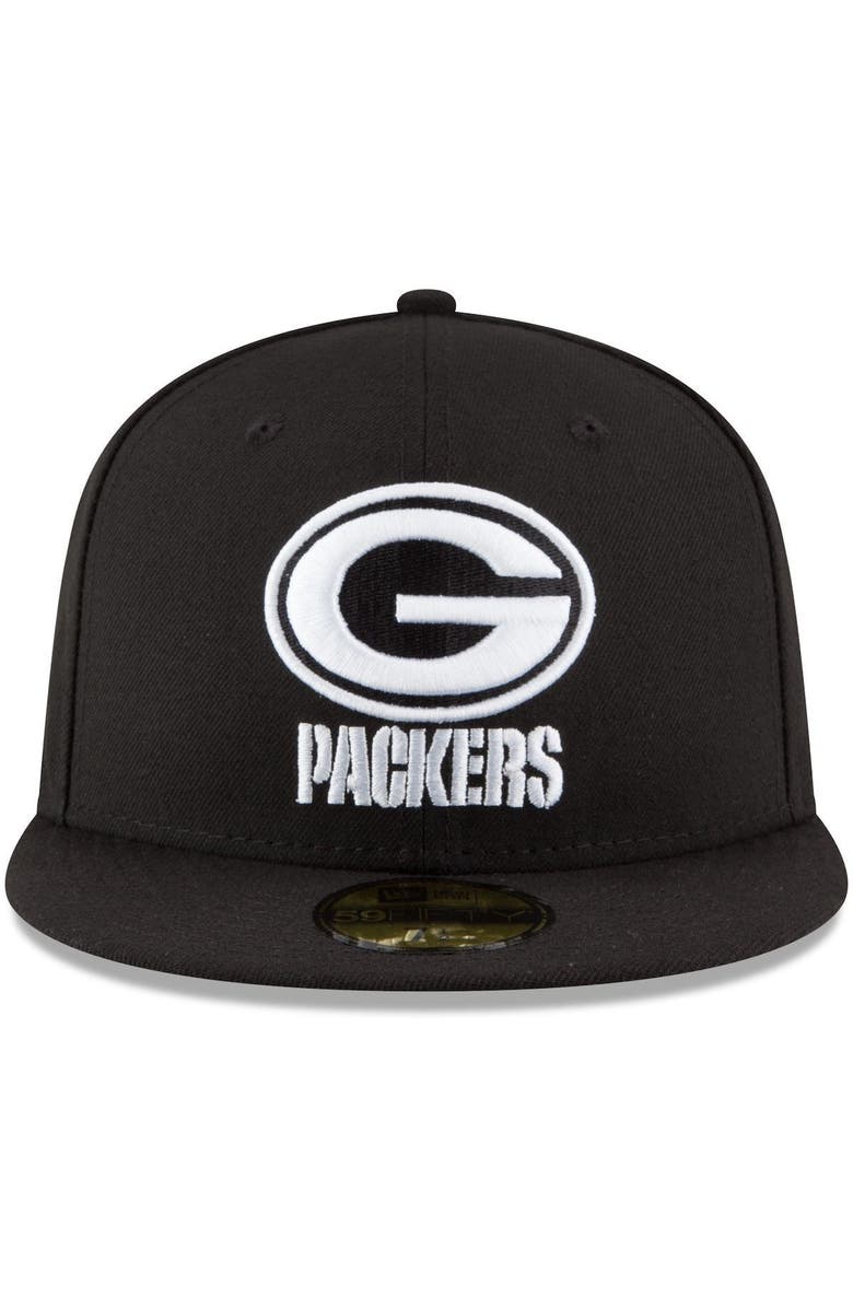 New Era Men's New Era Black Green Bay Packers B-Dub 59FIFTY Fitted Hat, Alternate, color, 