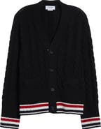 Thom Browne RWB Cable Knit Wool Cardigan