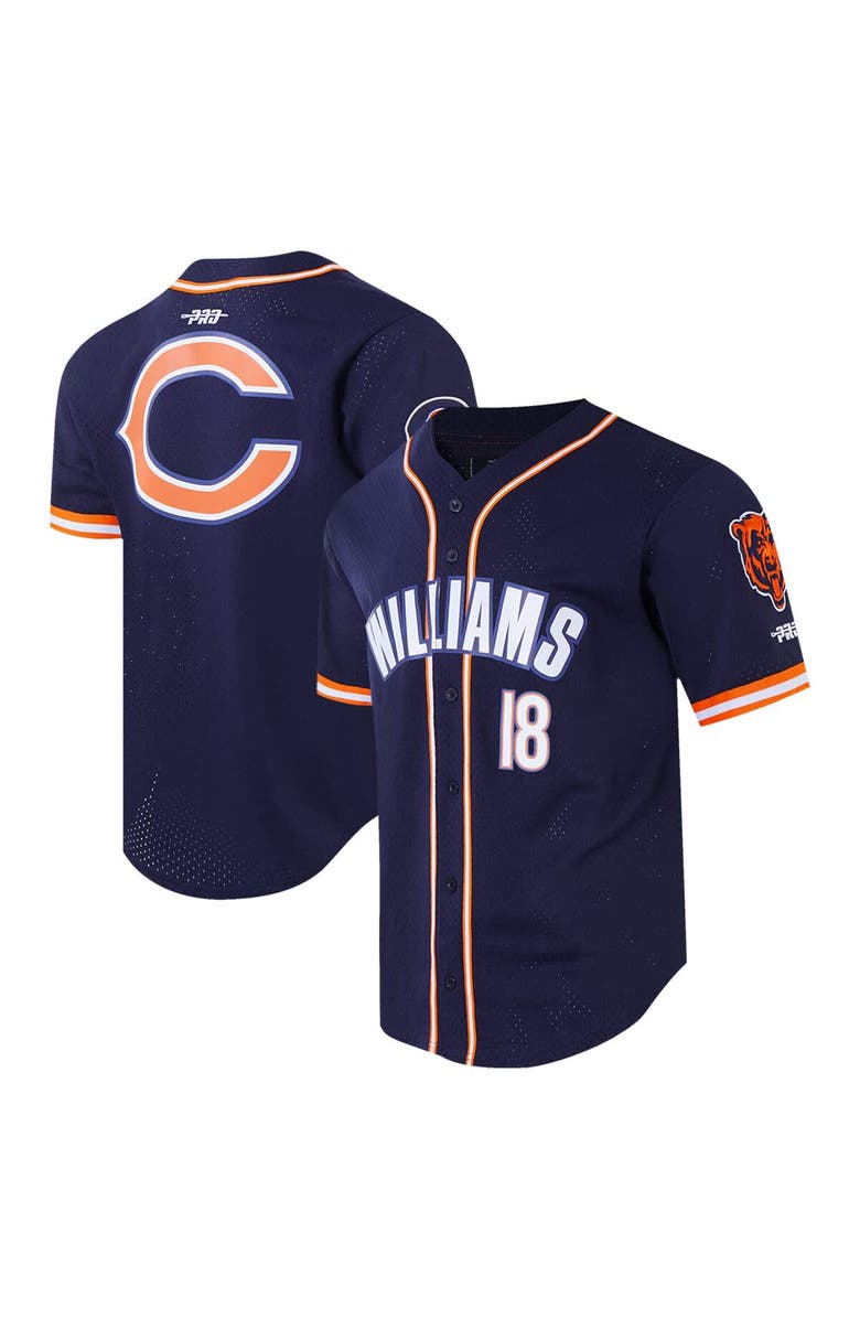 PRO STANDARD Men's Pro Standard Caleb Williams Navy Chicago Bears Mesh Button-Up Baseball Jersey, Main, color, Navy