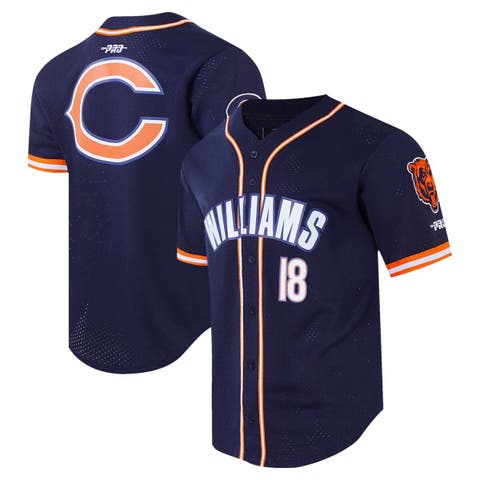 Men
s Pro Standard Caleb Williams Navy Chicago Bears Mesh Button-Up Baseball Jersey
