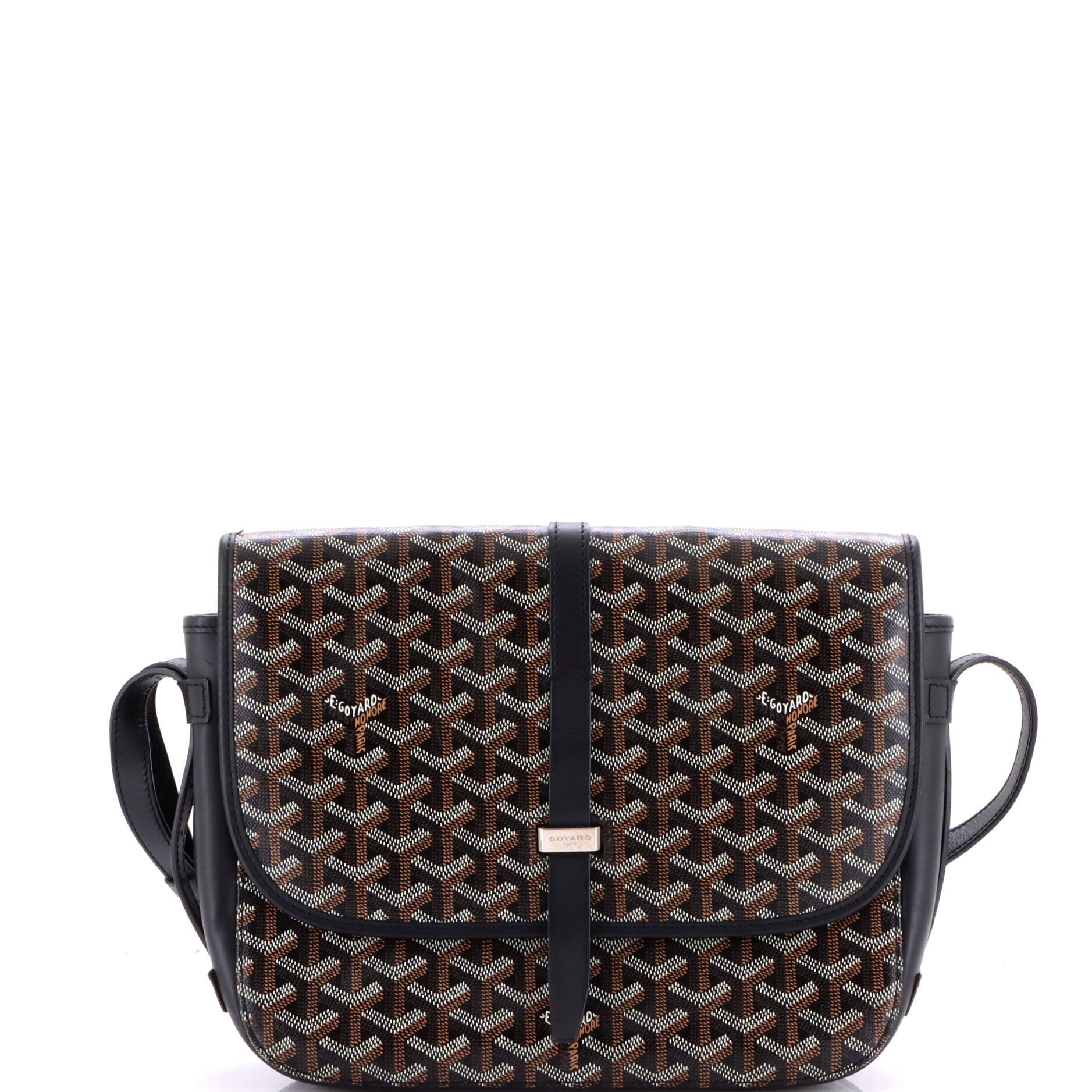 Pre-Owned Goyard Belvedere II Messenger Bag Coated Canvas MM, Main, color, Black