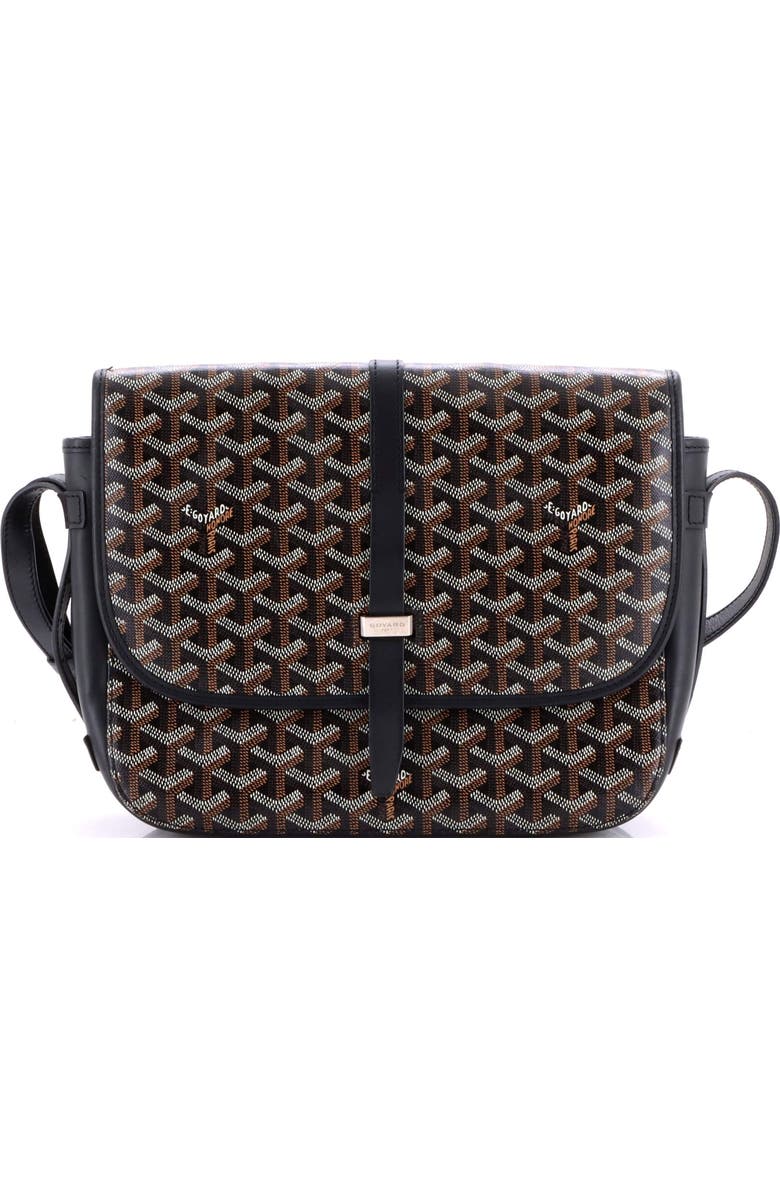 Pre-Owned Goyard Belvedere II Messenger Bag Coated Canvas MM, Main, color, Black