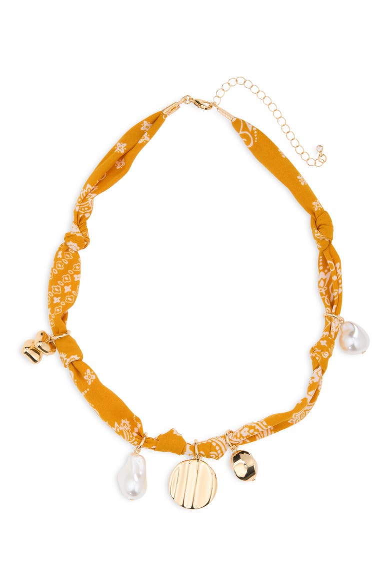 Bandanna Charm Necklace, Main, color, YELLOW MULTI- GOLD