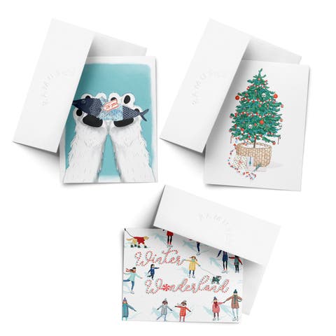 Christmas Tree, Winter Wonderland, For You Winter/Holiday/Christmas Greeting Card Pack Sets (3 ct, Assorted)