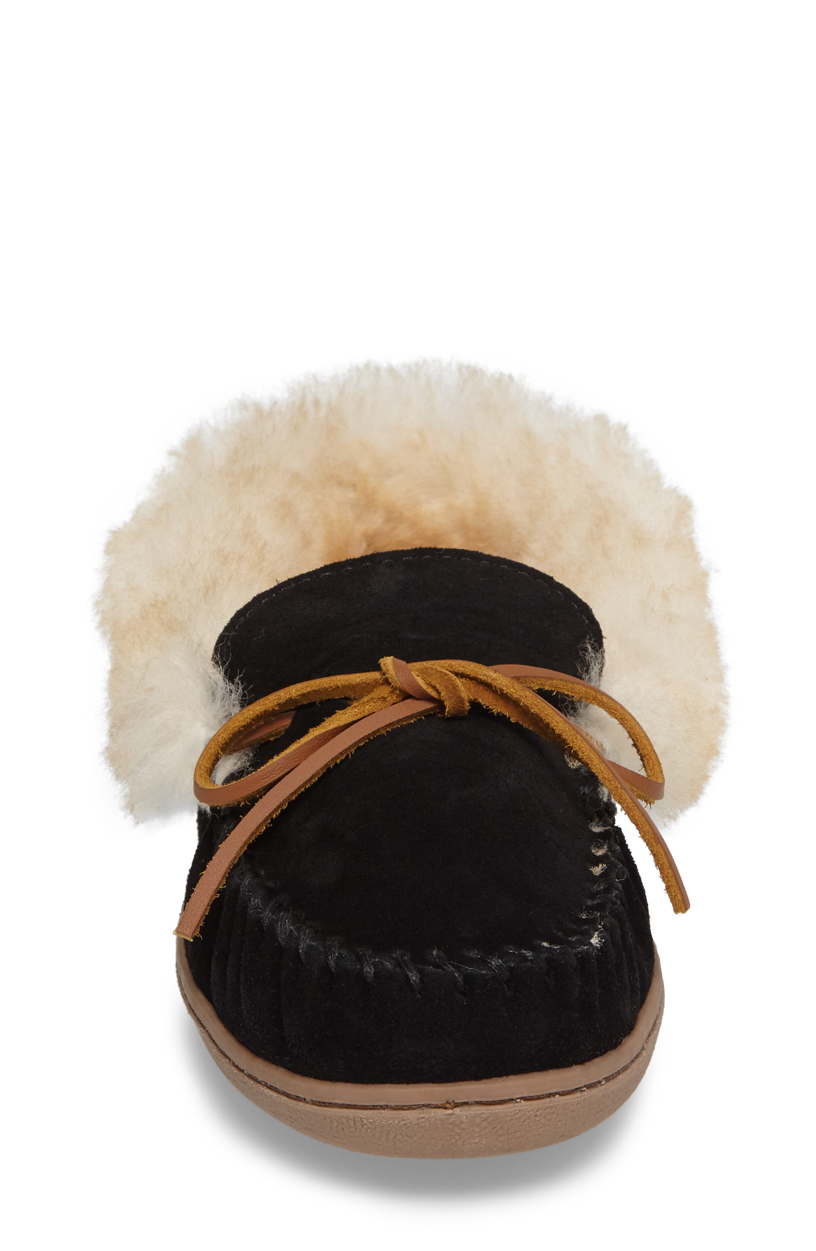 Minnetonka Alpine Genuine Shearling Slipper, Alternate, color, Black