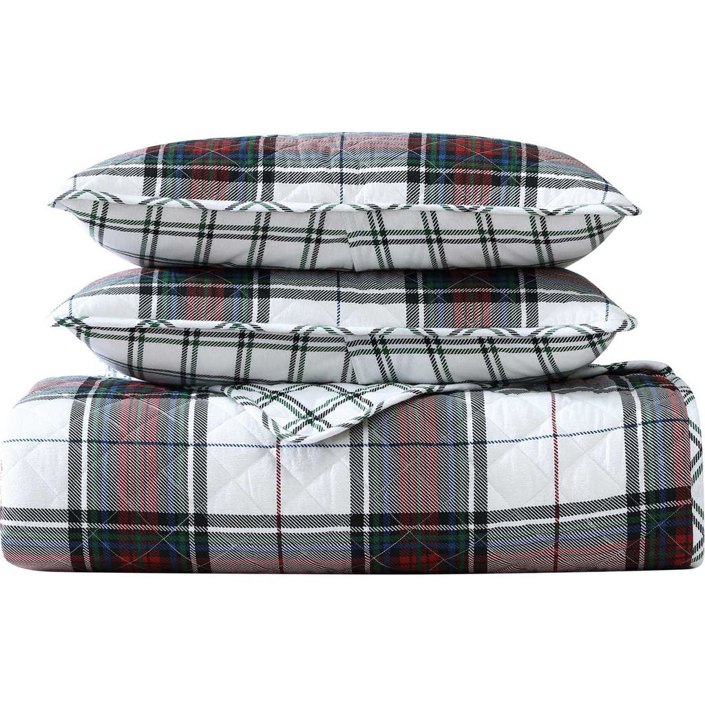 Eddie Bauer Holiday Plaid Cotton Flannel King Quilt Set In Red