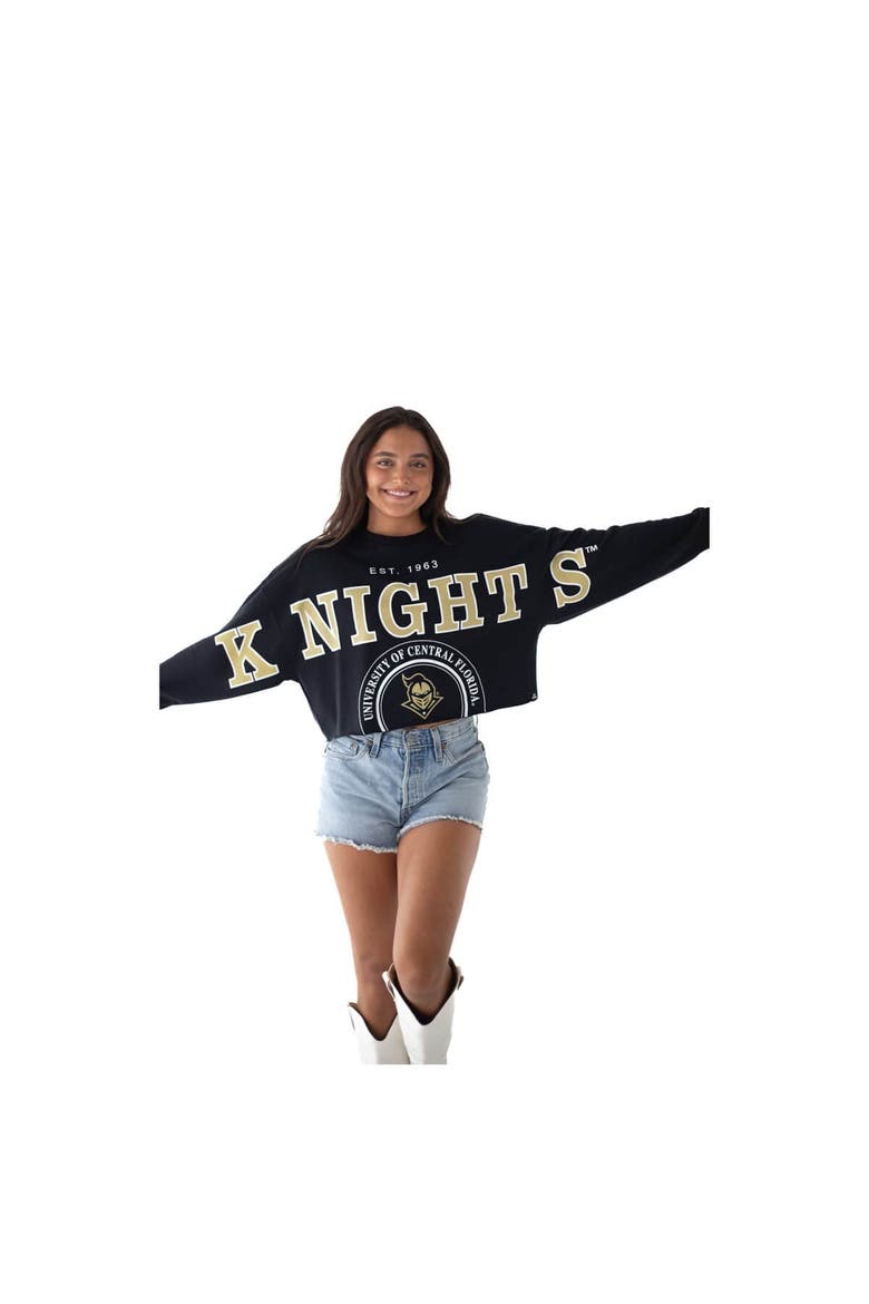 Women's Gameday Social Black UCF Knights Phipps Cropped Sweatshirt, Main, color, Black