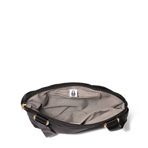 Shop Baggallini Coastal Flip Lock Mini Crossbody In Black W/gold Hardware