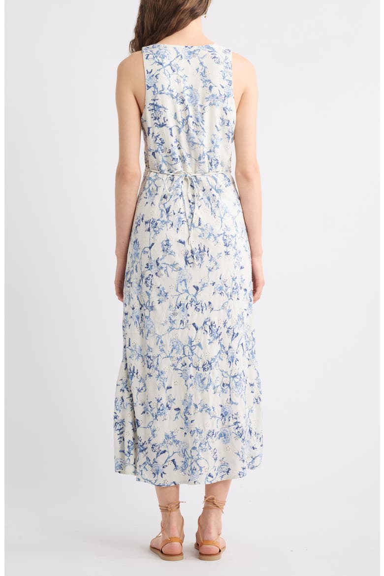 Embroidered Bias Cut Midi Dress, Alternate, color, IVORY- BLUE TRAIL BLOOM
