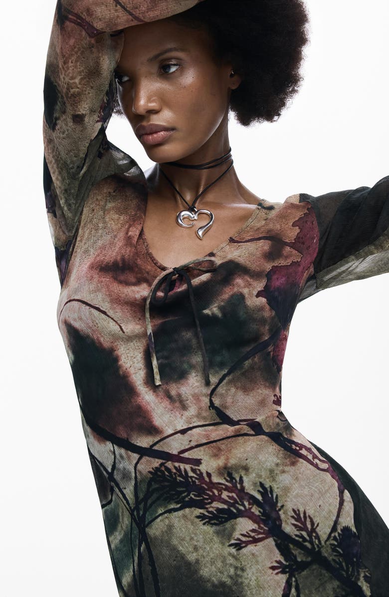 Desigual Abstract Print Long Sleeve Dress, Alternate, color, 