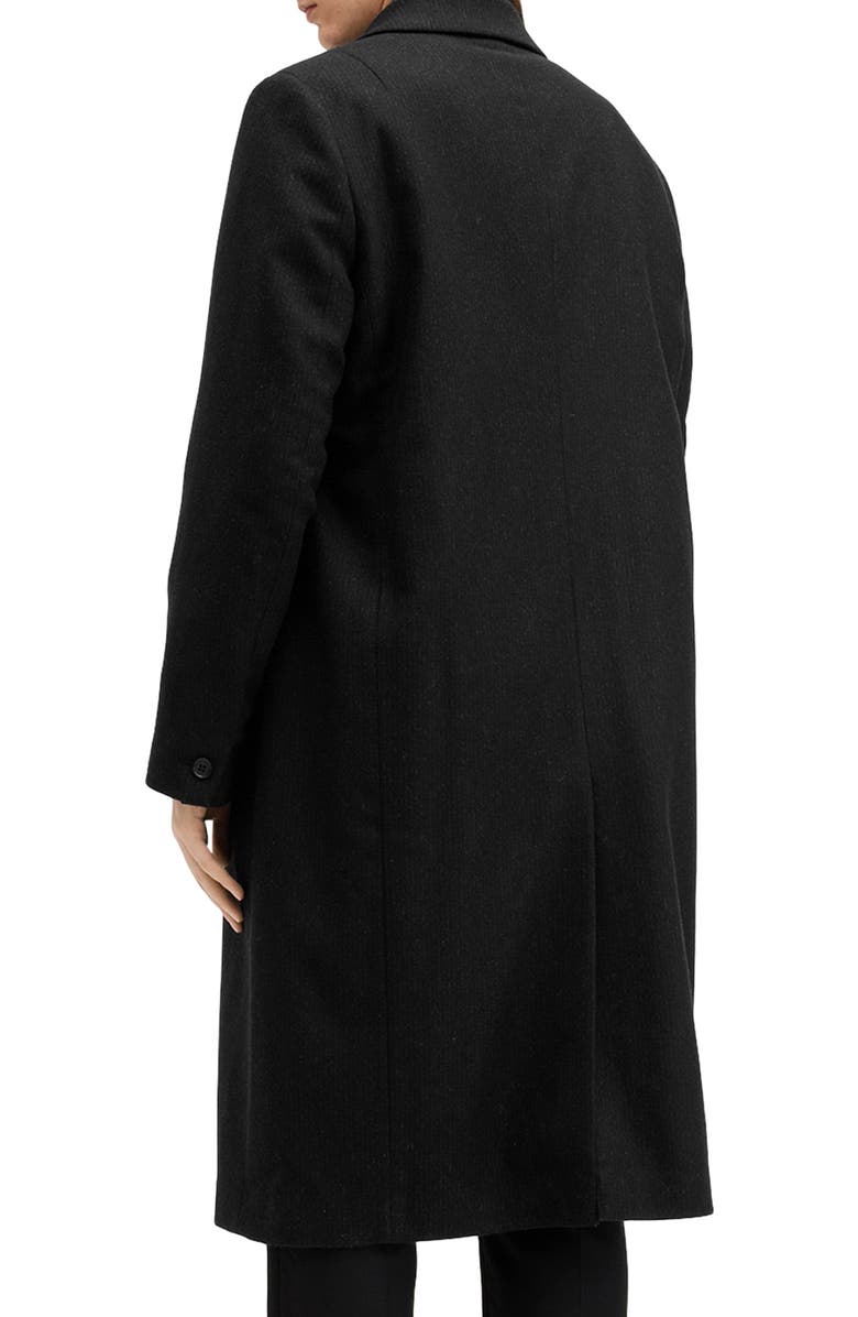AllSaints Arcade Double Breasted Wool Blend Topcoat, Alternate, color, Black