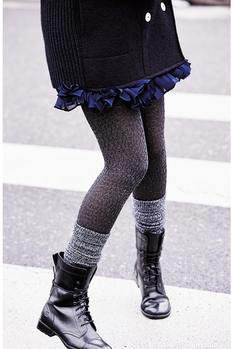 Open Knit Tights, Alternate, color, BLACK MELANGE