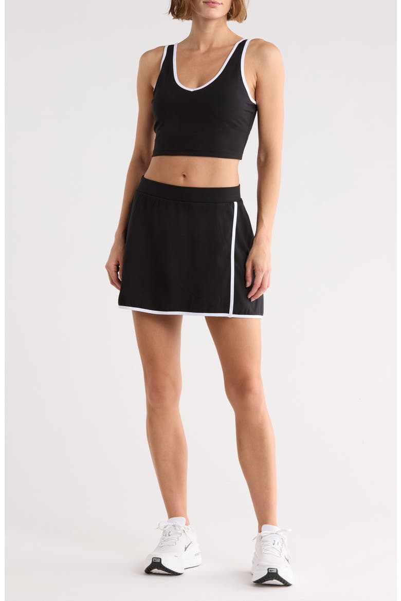 Lux Emmie Crop Tank & Skort Set, Main, color, BLACK