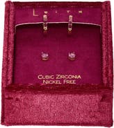 Leith Set of 2 Cubic Zirconia Stud & Huggie Hoop Earrings