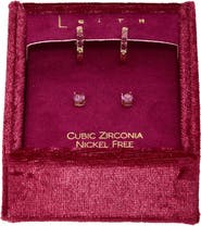 Leith Set of 2 Cubic Zirconia Stud & Huggie Hoop Earrings