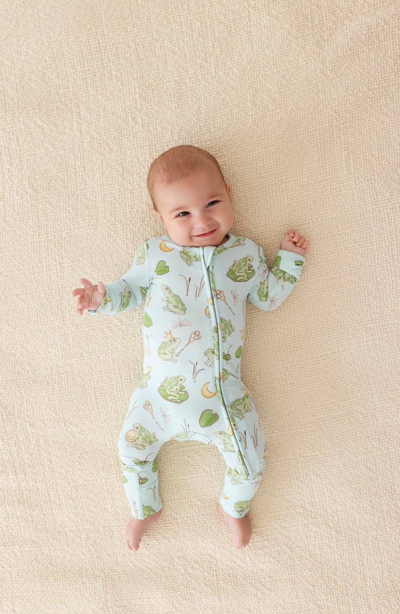 Posh Peanut Frog Prince Print Covertible Zip-Up Footie, Alternate, color, Light/ Pastel Green