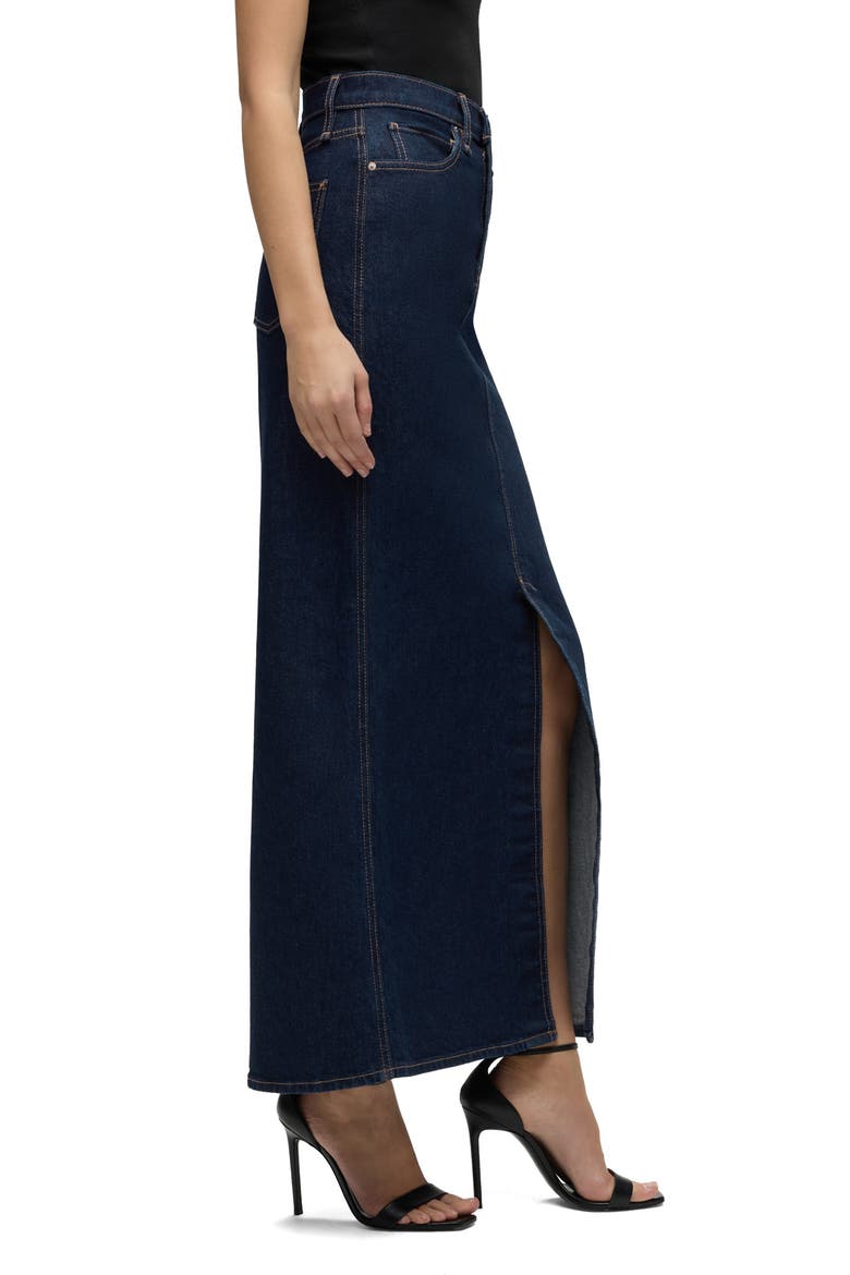 Reconstructed Stretch Cotton Denim Maxi Skirt, Alternate, color, DENIM RINSE