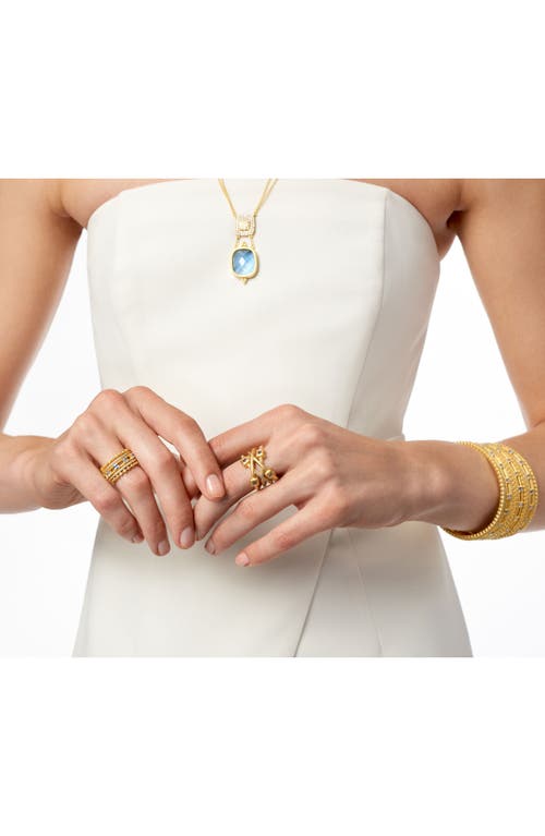 Freida Rothman Ocean Azure Cubic Zirconia Ring In Gold