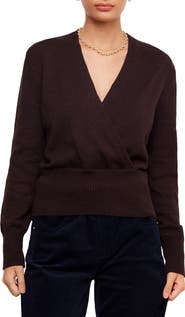 Karen Kane Wrap Front Cotton Blend Sweater