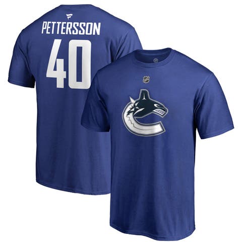 Men's Fanatics Branded Elias Pettersson Blue Vancouver Canucks Team Authentic Stack Name & Number T-Shirt