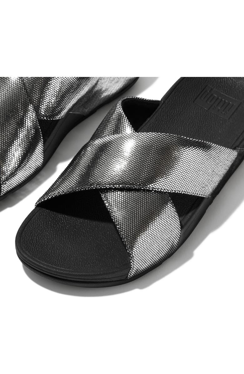 FitFlop Lulu Lustra Cross Slide Wedge Sandal, Alternate, color, Black/ Silver