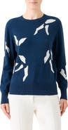 Akris Whitecaps Intarsia Knit Cashmere & Cotton Blend Sweater