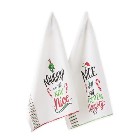 Asst Naughty Nice Printed Dishtowel Set/2