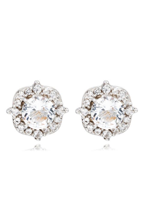 White Topaz Stud Earrings