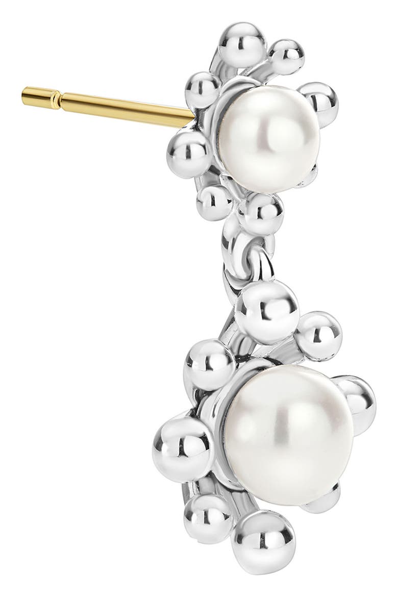 Luna Fleur Cultured Pearl Drop Earrings, Alternate, color, SILVER