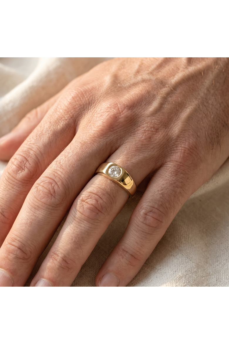 1Ct Men's Diamond Ring Gold Lab Grown, Alternate, color, 10k Yellow Gold