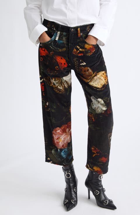 X-Boyfriend Floral Cotton & Linen Pants