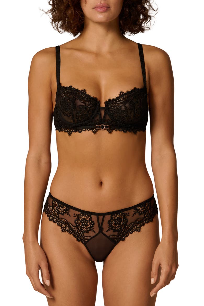 Idole Underwire Lace Demi Bra, Alternate, color, BLACK