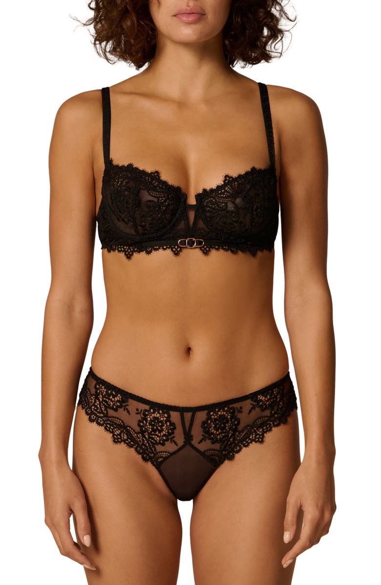 Simone Perele Idole Underwire Lace Demi Bra, Alternate, color, Black