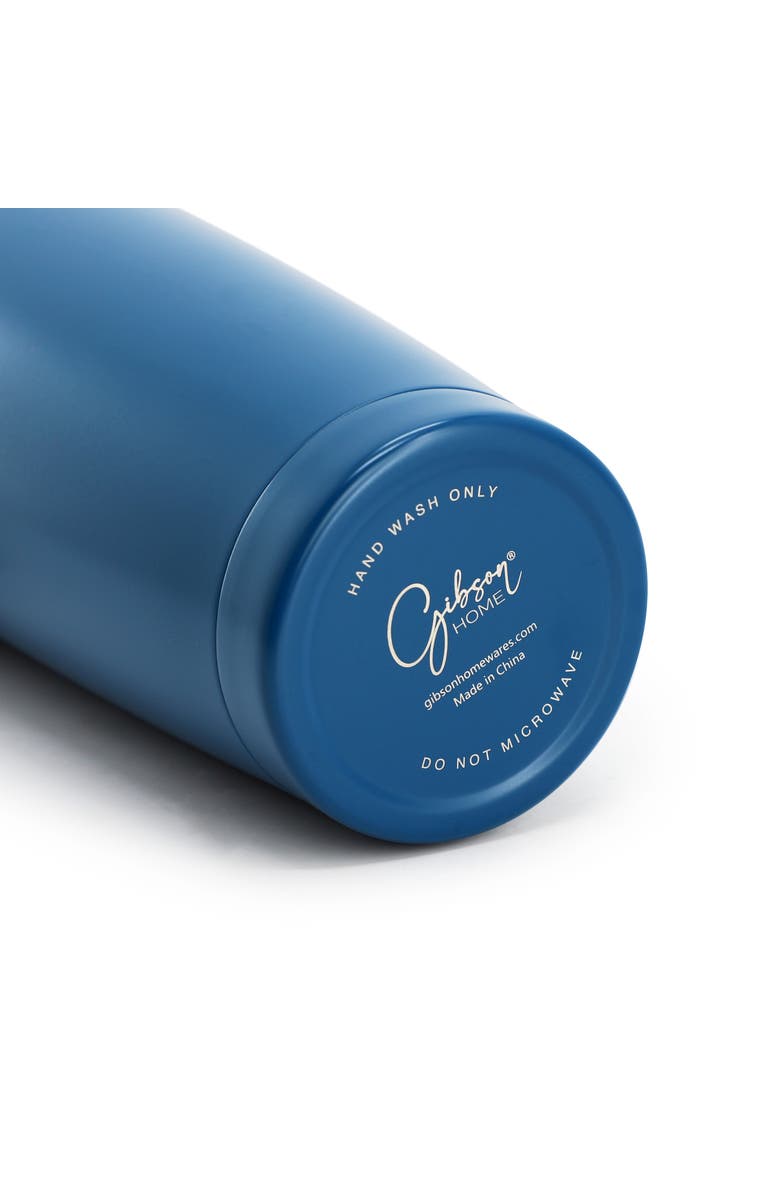 Gibson Home Marina 4 Piece 18 Ounce Double Wall Stainless Steel Thermal Tumbler with Acrylic Lid, Alternate, color, Blue