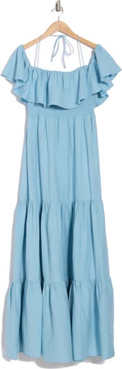 Alice + Olivia Kia Off-the-Shoulder Tiered Maxi Dress