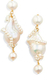 COMPLETEDWORKS Carvings Baroque & Freshwater Pearl Drop Earrings