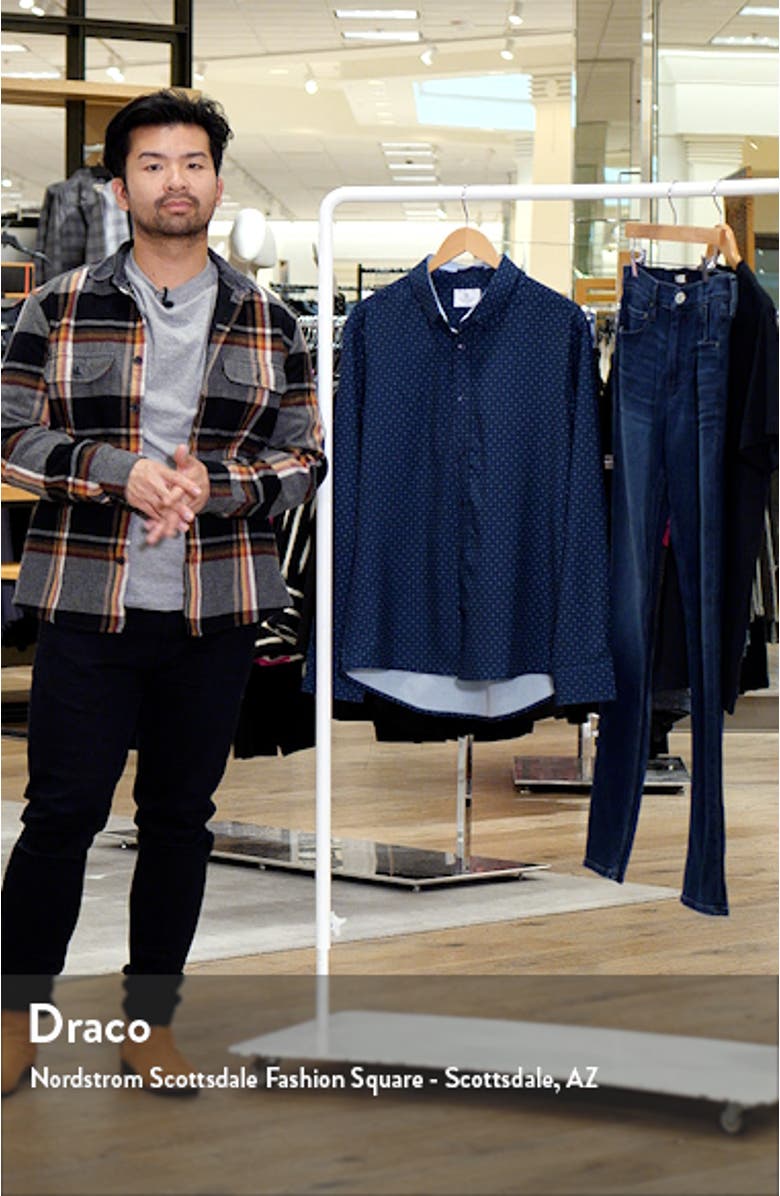 Amis Medallion Print Performance Button-Up Shirt, sales video thumbnail