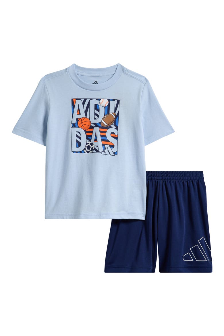 Kids' Cotton Graphic T-Shirt & Knit Athletic Shorts set, Main, color, CRYSTAL SKY