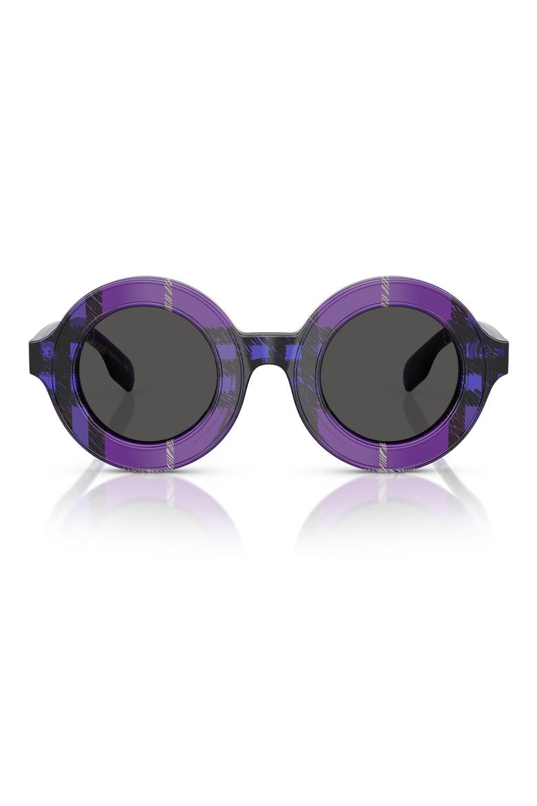Kids' 40mm Round Sunglasses, Main, color, VIOLET CHECK / DARK GREY