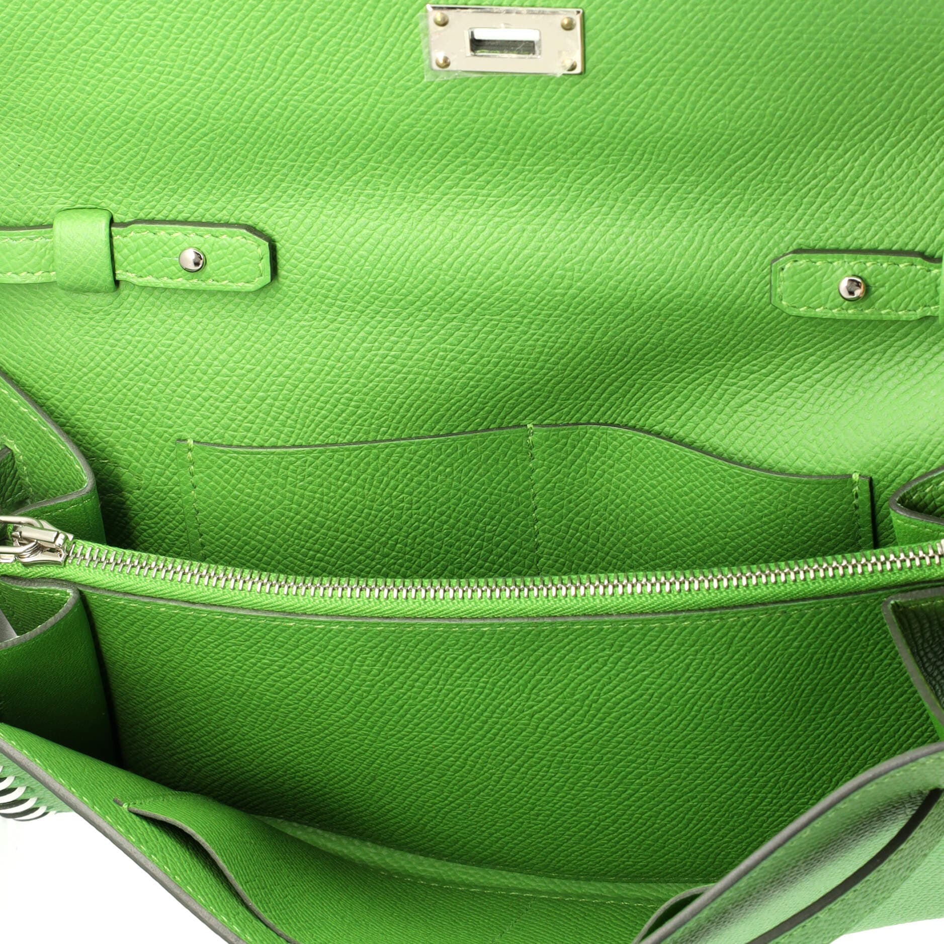 Pre-Owned Hermes Kelly To Go Wallet Tressage Epsom, Alternate, color, Vert Yucca