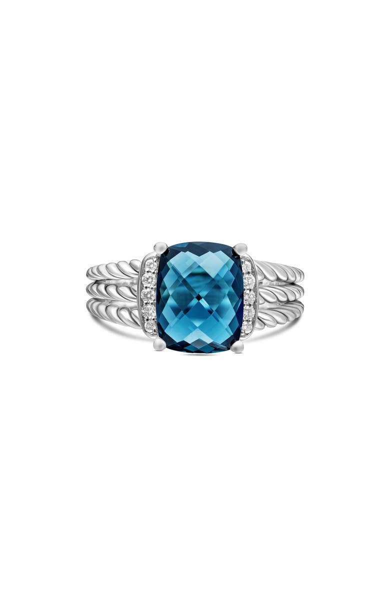 David Yurman Petite Wheaton<sup>®</sup> in Sterling Silver with Semiprecious Stone & Diamonds, 10mm, Alternate, color, Hampton Blue Topaz