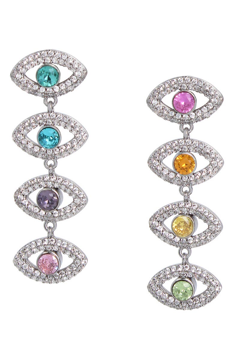 Kurt Geiger London Evil Eye Cubic Zirconia Linear Drop Earrings, Main, color, 